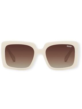 QUAY Total Vibe Sunglasses Polarized White Frame Brown Gradient Lens Unisex NWT